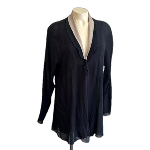 DINAH LEE georgette 100% rayon open front top / blouse MED USA made